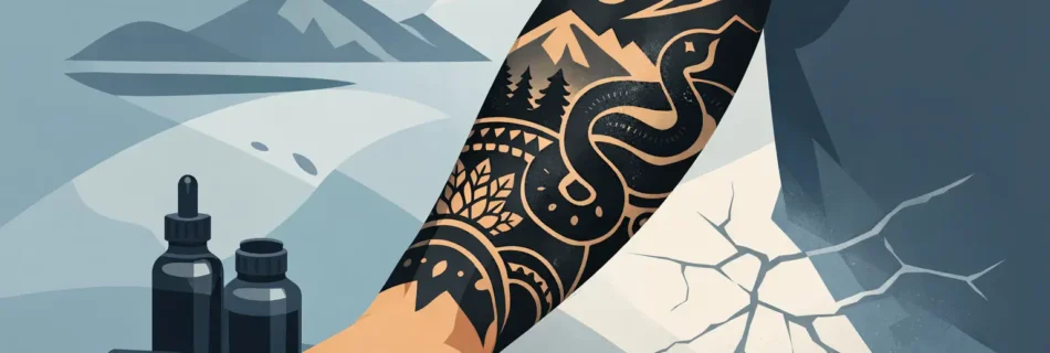 Tatuaj blackwork pe braț care rezistă în timp