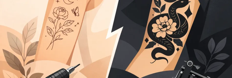 Tatuaj fine line versus blackwork - ce alegi?