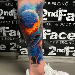 Tatuaj Picior Color Planete