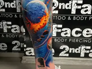 Tatuaj Picior Color Planete