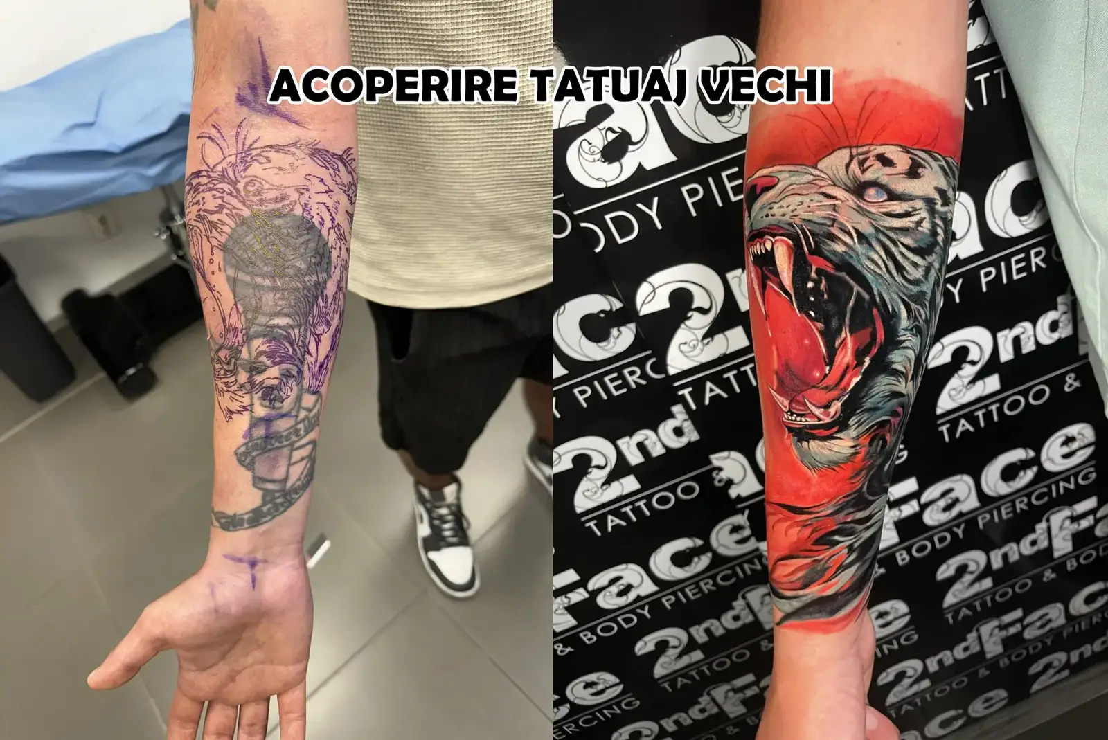 Exemplu de cover-up pentru acoperirea unui tatuaj vechi