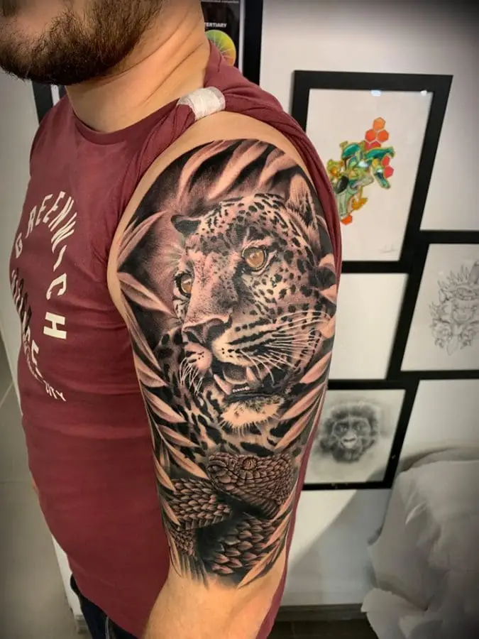 Tatuaj cu tigru și șarpe - 2nd Face Tattoo